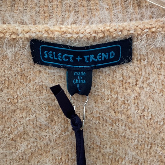 Select + Trend Cream & Peach Chevron Like Pattern Cardigan Sweater Size … - Picture 4 of 13
